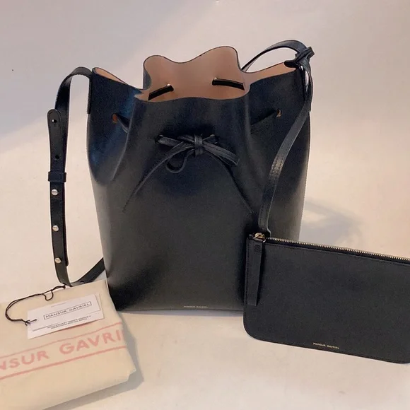 Mansur Gavriel Bucket Bag Black/Ballerina Large - Picture 2 of 11